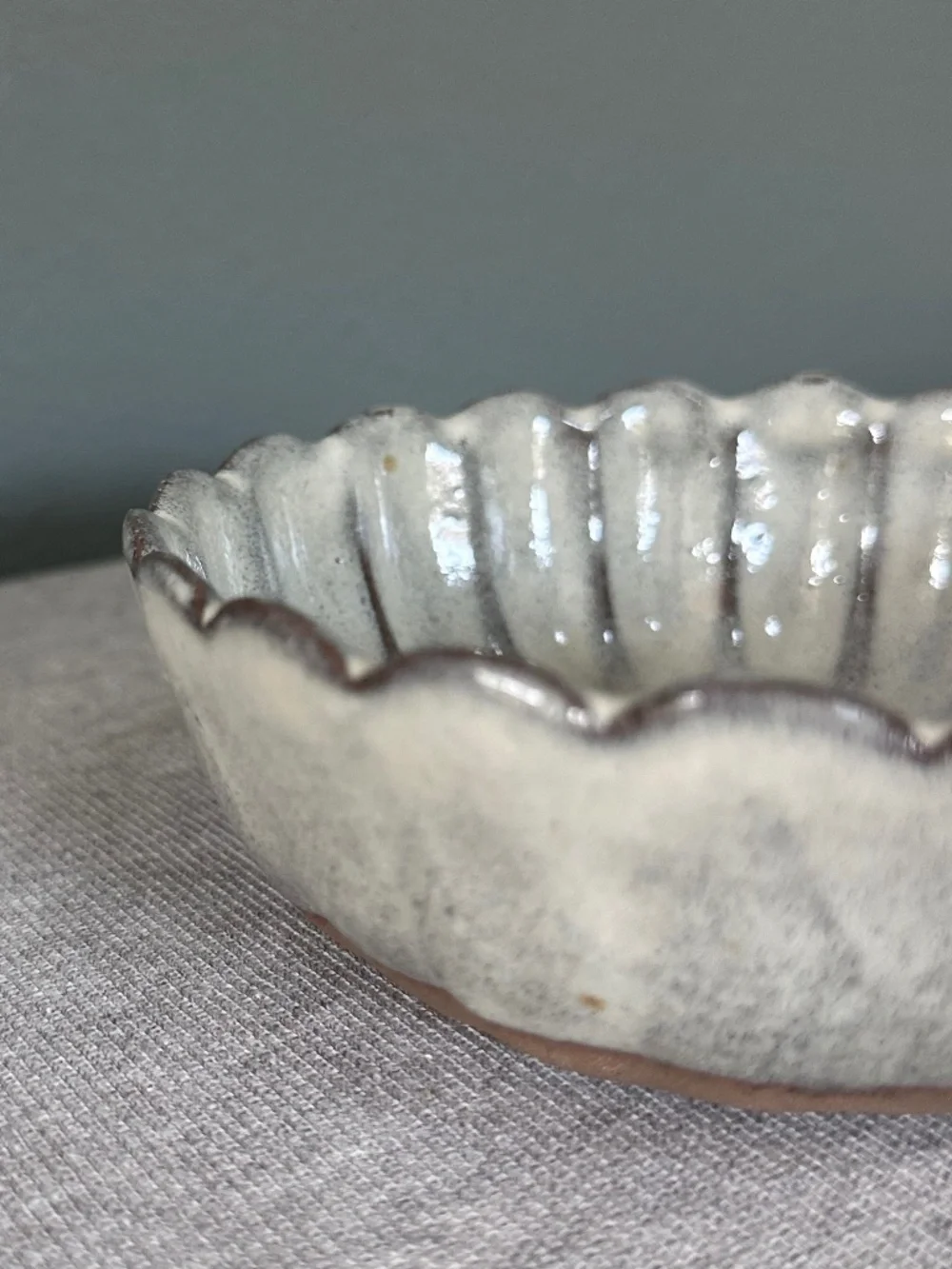 Japanese Ceramic Scalloped Rinka Dish